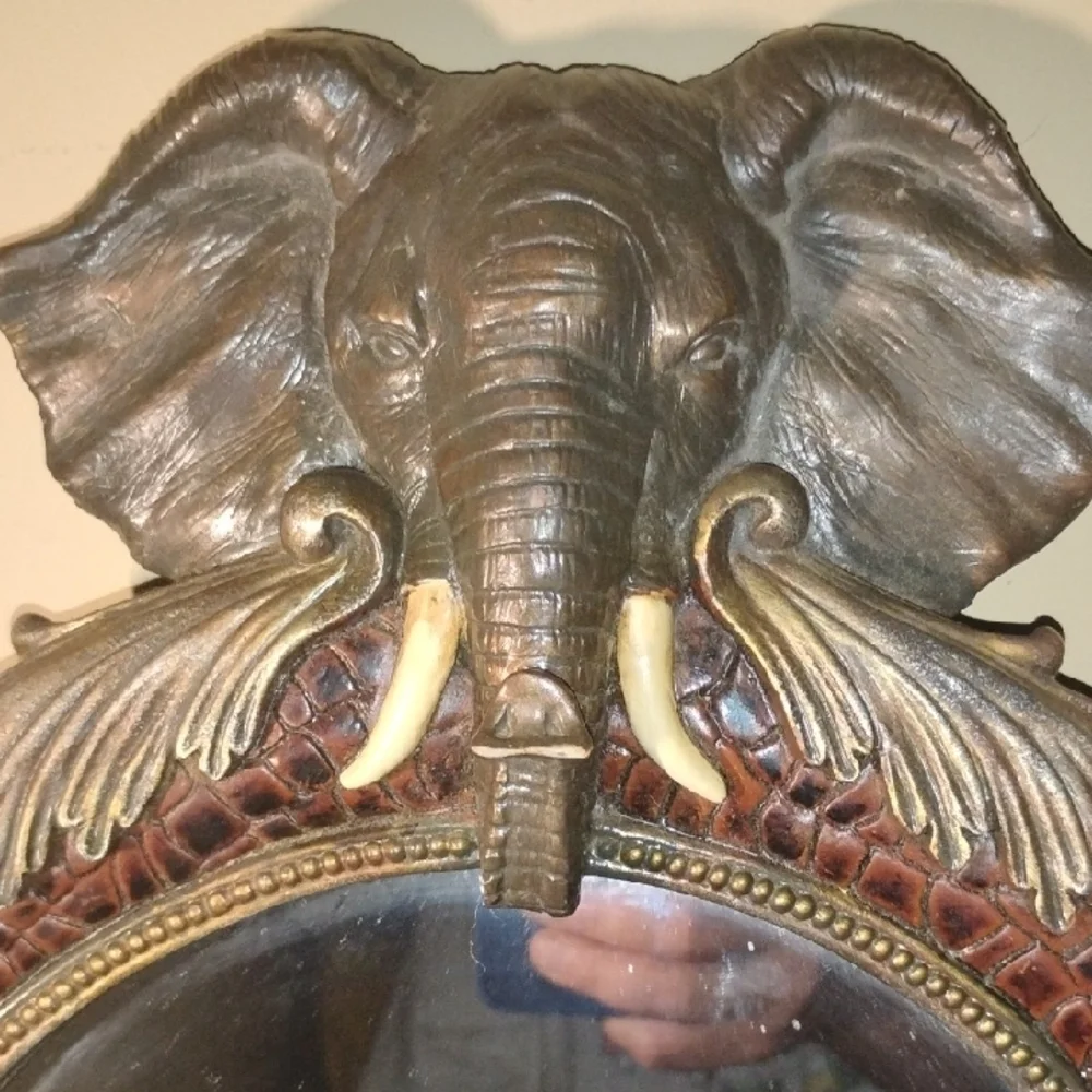 Elephant Design Brown Wall Mirror